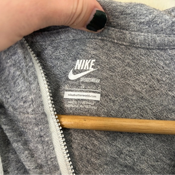 Nike Full Zip Grey Hoodie Cotton Blend Size L - Picture 3 of 4